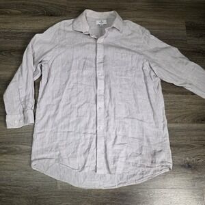 Buttoned Down Mens XL Linen Blend Button Up Shirt Beige Classic Fit Long Sleeve